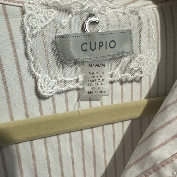 Cupio Women's Button Down Shirt - White and Gray Stripes - Picture 3 of 3